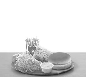 2 Pcs Chicken + 1 Bun + 1 Dip + Fries Reguler
