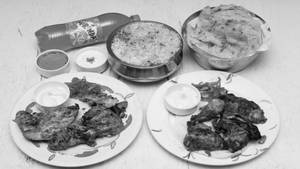 Half Grilled Chicken+half Al Fam +half Biryani Rice+4kp+softdrnks
