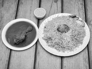 Aloo Biryani With Chicken Chaap