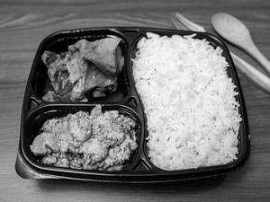"basmati Rice+mutton Kosha(2 Pcs)+kochupatta  Chingri Tray"