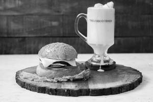 Aloo Tikki Burger With Fruit Lassi