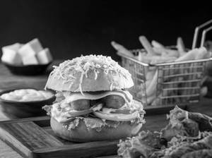 Potato Cheese Blast Burger With French Fries