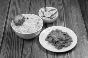 Aloo Biryani With Chicken Chaap And Salad