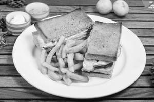 Old Chapel Ham Bacon Sausage And Egg In Melted Cheese Club Sandwich
