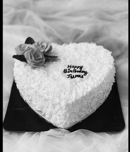White Heart Cake With Red Rose