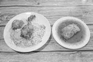 Chicken biryani with chicken chaap