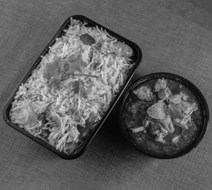 Jeera Rice With Mutton Curry Comboo Salad And Chutney
