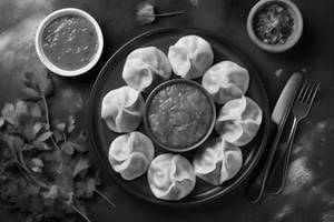 Veg Steamed Momos [8 Pieces] with Special Schezwan Chutney