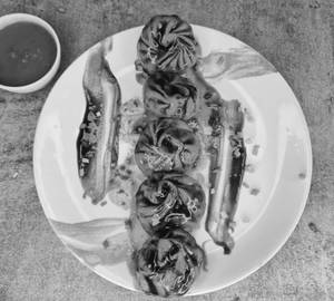 Pan Fried Mushroom Bbq Sauce Momos