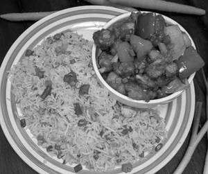 Veg Fried Rice + Chilli  Gobi
