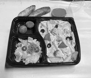 Veg Penne Pasta + Corn Cheese Balls + Caesar Salad Mustard Lemon + Garlic Bread