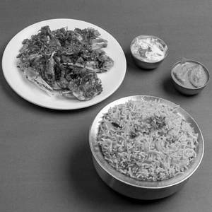 Plain Biryani + Crab Pepper Masala (half)