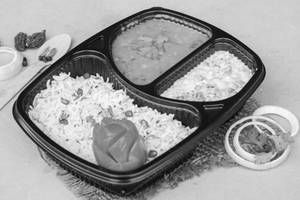 Dal Fry With Jeera Rice And Boondi Raita