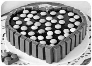Heart Shape Kit Kat Gems Cake Eggless