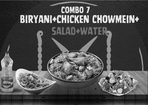 Chicken Dum Biryani Half+ Chicken Chowmein +salad+water 1ltr