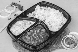 Chole With Jeera Rice And Boondi Raita