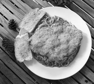 Chicken Schnitzel Pasta In Red Sauce