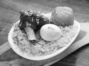 Mutton biryani with egg