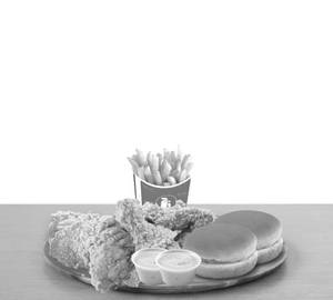4 Pcs Chicken + 2 Bun +2 Dip + 1 Fries Medium