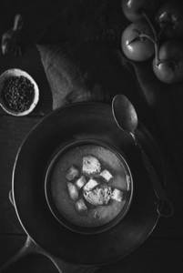 Smokey Tomato Soup With Crotons