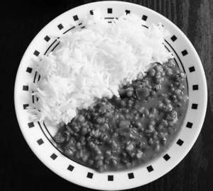 Green Moong Dal fry With Plain Rice