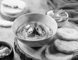 Avocado Hummus With Refried Beans, Grilled Onions, Jalapenos 