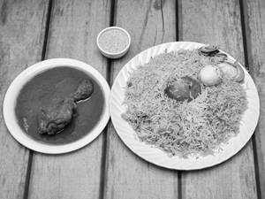 Egg Biryani With Chicken Chaap
