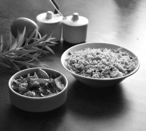 Veg. Fried Rice With Chilly Chicken