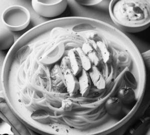 Spaghetti In Chicken With Alfredo Sauce 