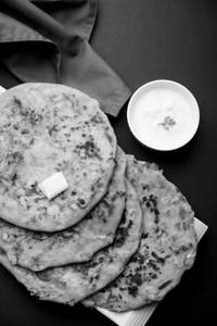 Paneer Onion Parantha with Curd