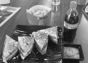 Veg Club Sandwich + French Fries + Coke