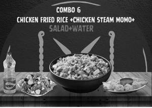 Chicken Fried Rice 1 No + Chicken Steam Momo 1 No + Salad + Water 1ltr