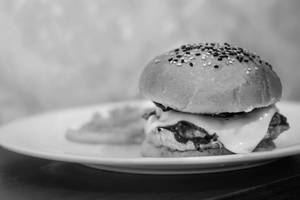 BBQ Sriracha Chicken Burger With French Fries