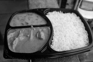 Rice With Dal And Chicken Gravy