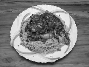 Schezwan Egg Chicken Fried Rice With Raita