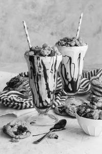 Chocolate with Nuts Milkshake with Vanilla Ice cream