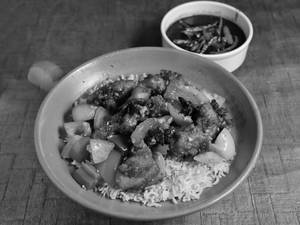 Clay Pot Rice with Hot Mongolian Chicken