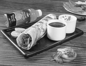 Mutton Seekh Kabab Roll + Pulpy Orange