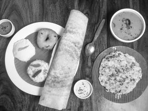 Mini Idli, Vada, Masala Dosa, Upma & Onion Uttapam Combo         