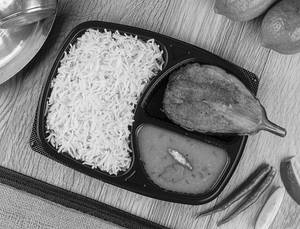 Basmati Rice+begun Bhaja+dal Tray