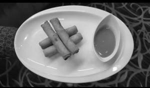 Hot Chocolate Rolls Served With Vanilla Sauce