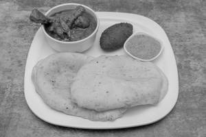 Naan Puri With Mutton Kosha And Fish Cutlet