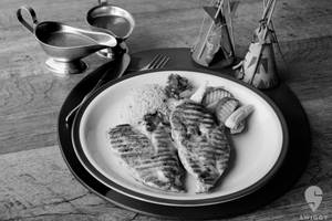 Grilled Chicken & Cheese Steak In Mushroom Sauce