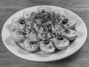 Devilled Eggs With Chicken Surprise