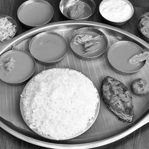 Non veg fish curry meal
