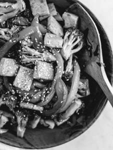 Silk Tofu With Exotic Veggies,Shitake,Mushrooms In Szechuan Chilly Soya Sauce