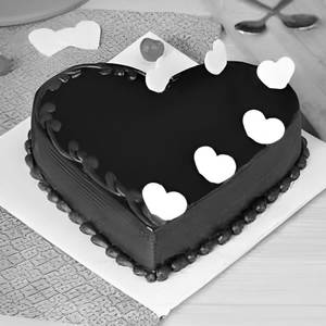 Eggless Heart Shaped Chocolate Truffle Cake