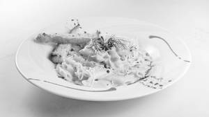Chicken Ham, Sausage Roundels & Peas in Cream sauce. 