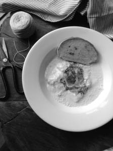 Lamb Ragu Filled Ravioli With A White Cheese Sauce