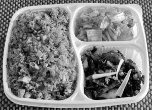 Chicken Sichuan Fried Rice + Chicken Chilli Stir Fried + Kimchi 